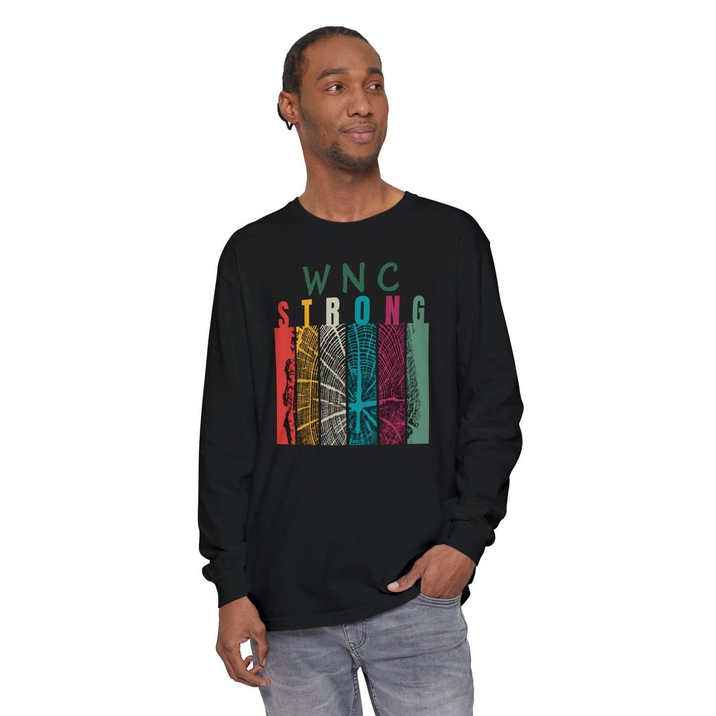 WNC Strong Color Block Tree Ring L/S Tee